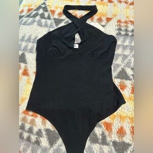 Elodie Black Bodysuit, halter, Medium New with tags